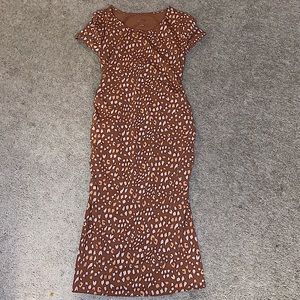Isabel Maternity Size M Brown Animal Print Maternity Dress